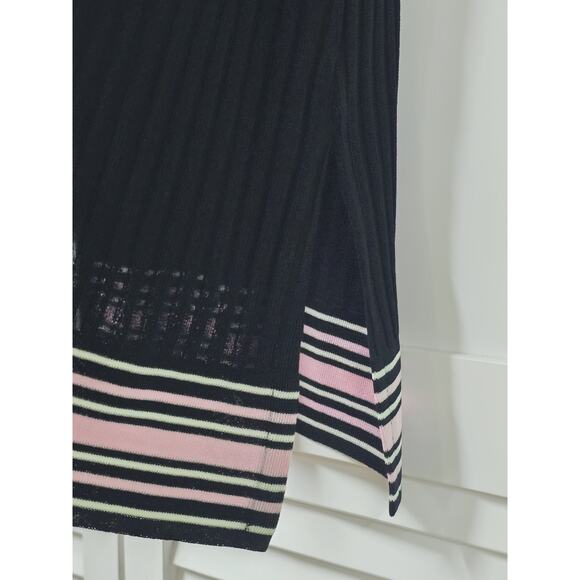 Misook Jacket Black Ribbed Knit Pink Open Front Career Business Wear Size Large - Picture 6 of 7